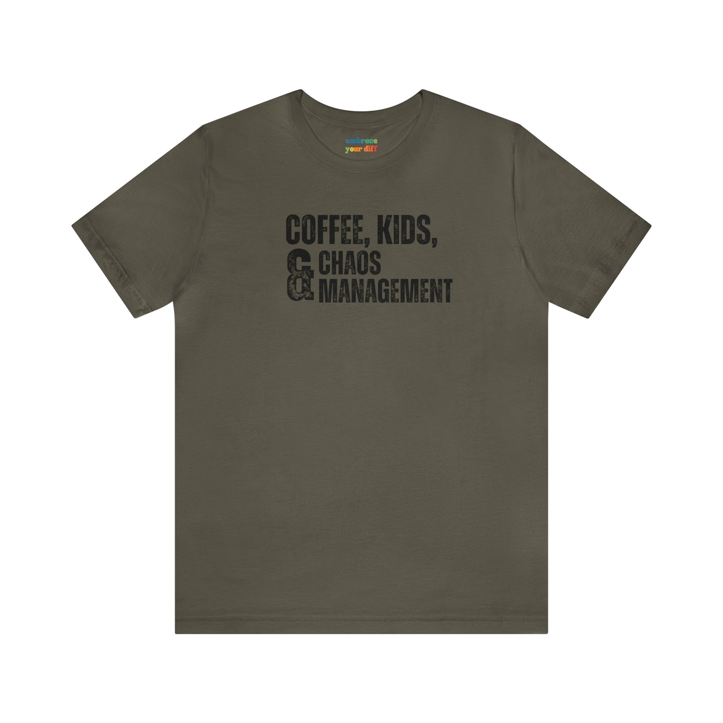 Parent Humor Unisex Shirt - Coffee Loving Parents Gift Idea - Funny Parenting Tshirt for Moms and Dads - Embrace Your Diff