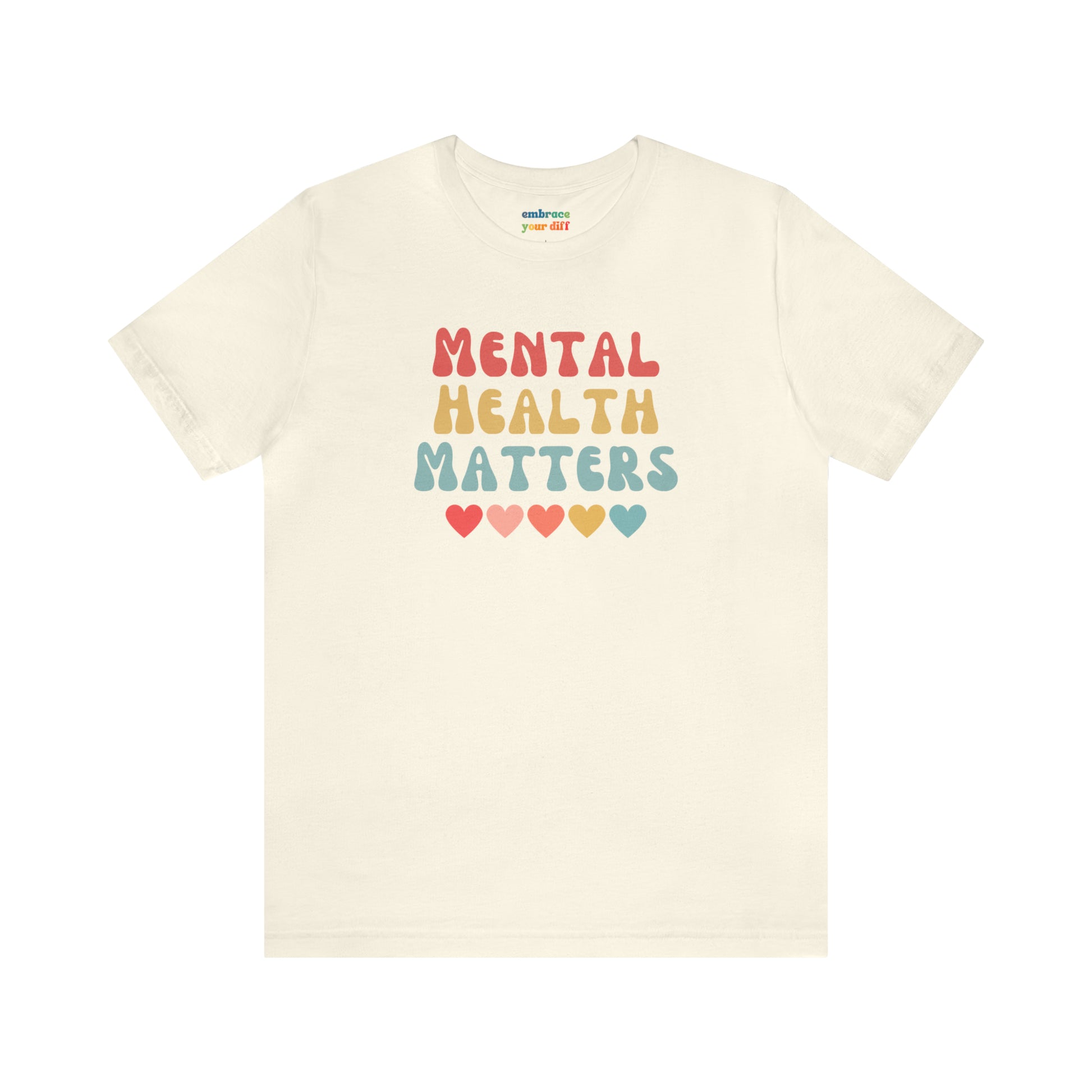 Retro Rainbow Hearts Unisex T-shirt - Embrace Your Diff