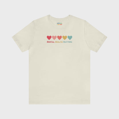 Retro Hearts Unisex T-shirt for Mental Health Acceptance